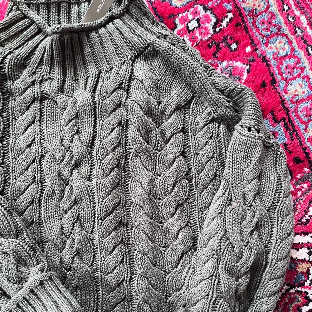 J. Crew Olive Cable-Knit Rollneck Sweater - Picture 7 of 8